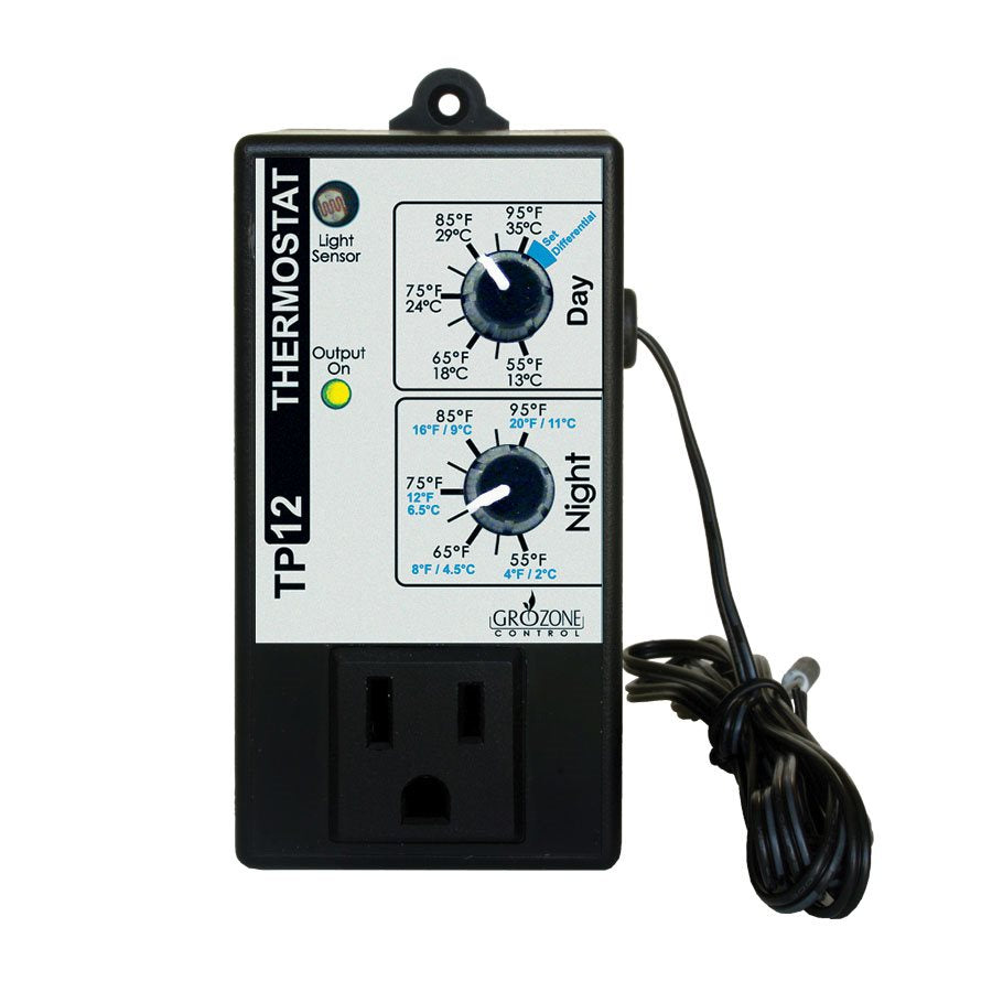 GroZone TP12 - Adjustable Differential D/N Temp Stat - Dutchman's Hydroponics & Garden Supply
